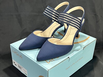 LifeStride Womens Microsuede Heeled Sanya Shoe G2790F1402 Blue 11 W NEW / BOX