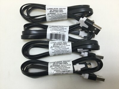 Wireless Gear, 3 Foot Micro USB Flat Cable, 4 Pack, Pick a Color, Free Shipping!