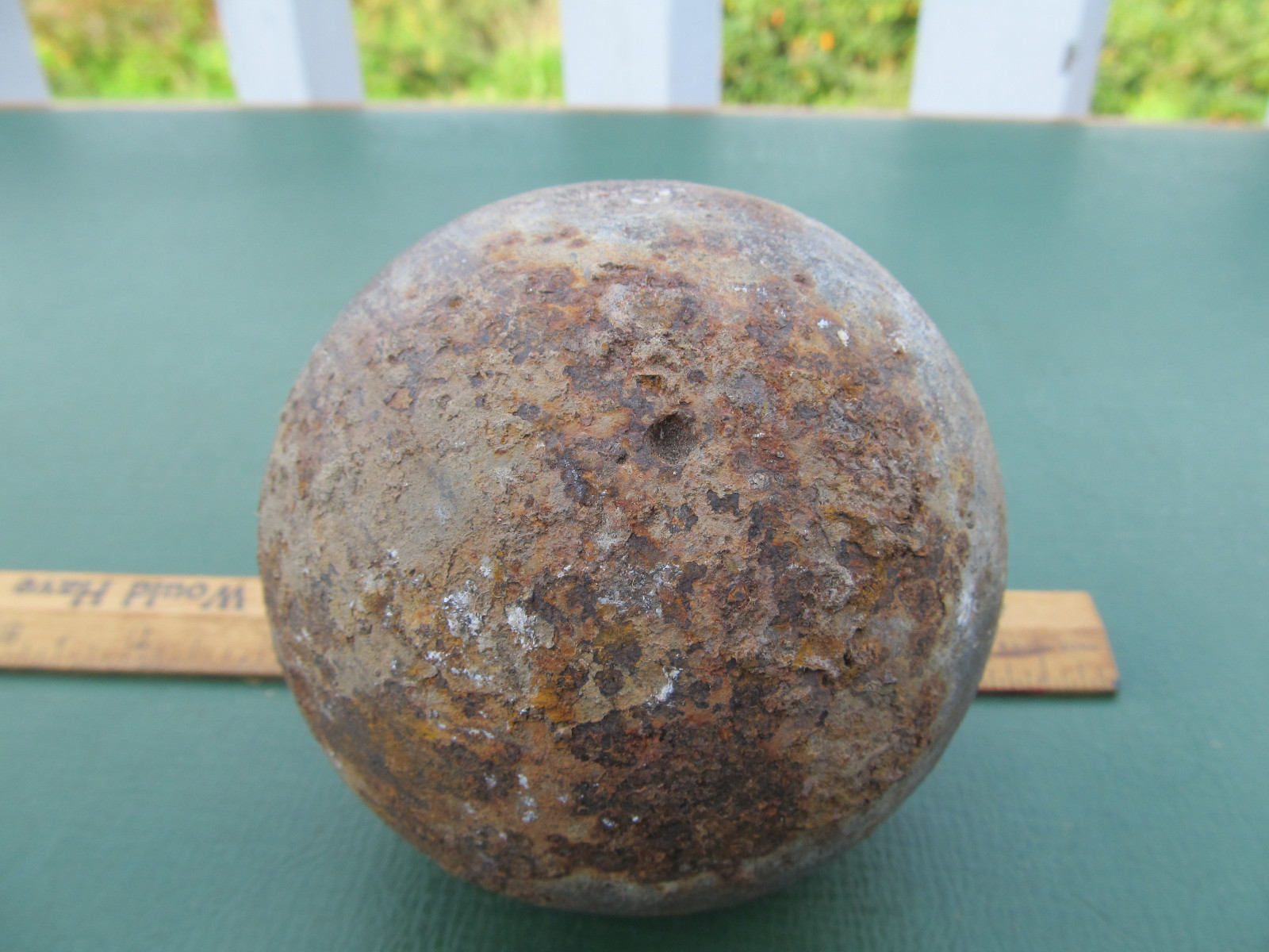 Antique Canon Ball Counterweight 7 lbs 3 oz 3 7/8 Inch Diameter