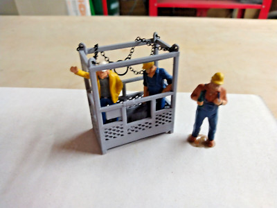 3D Printed 2 Man-Lift Crane Cage in Primer Gray. 1/50th, 1/48th Scale.