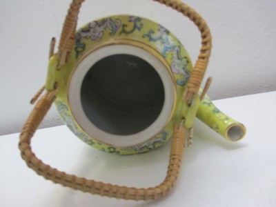 Vintage Andrea Teapot Japanese Porcelain Yellow Black White Blue-Green 6 1/2