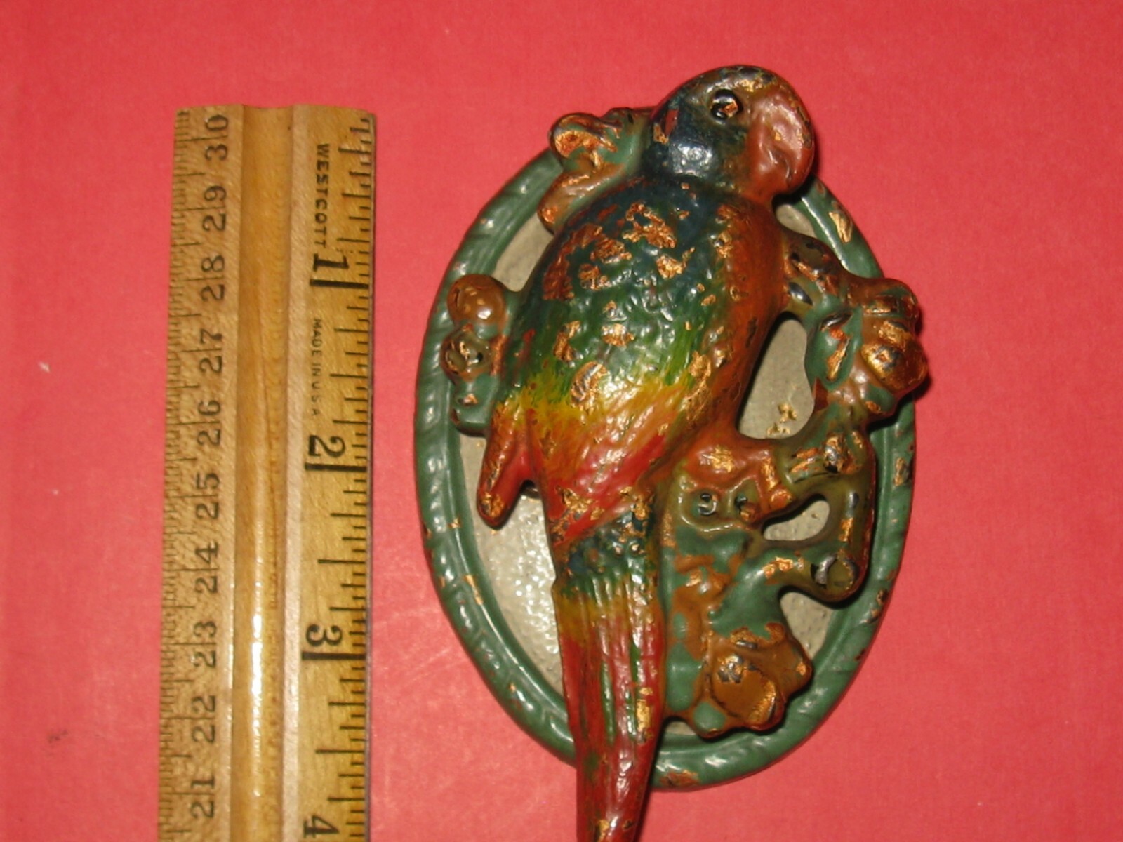 Antique Hubley #82 Home Parrot Bird Cast Iron Door Knocker Bell 1920-BL