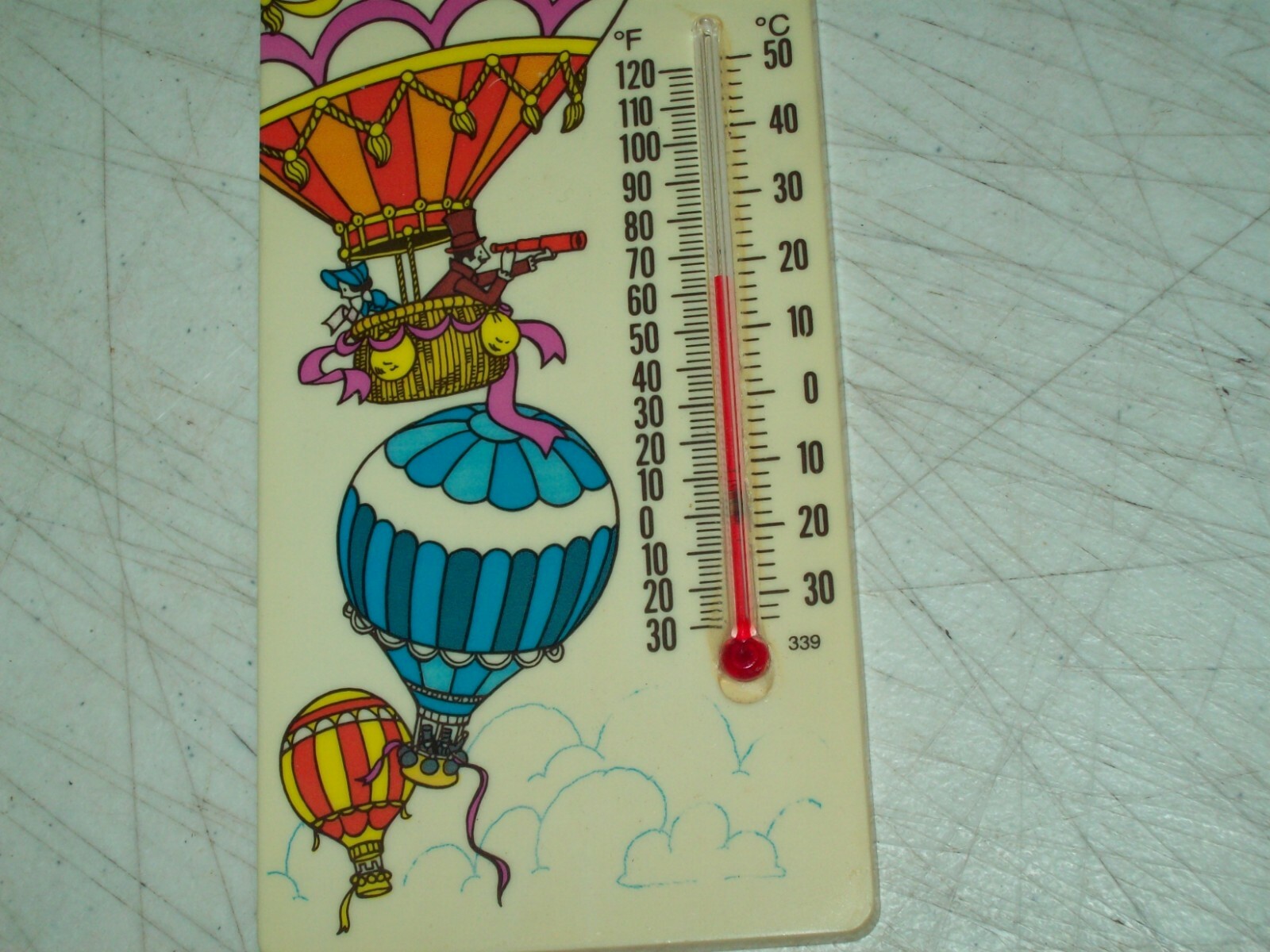 vintage Artline thermometer 1983 Art Line Inc hot air balloons indoor Working