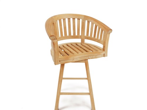 (Set of 2) Windsor Premium Grade a Teak Kensington Curved Arm Swivel Bar Chairs