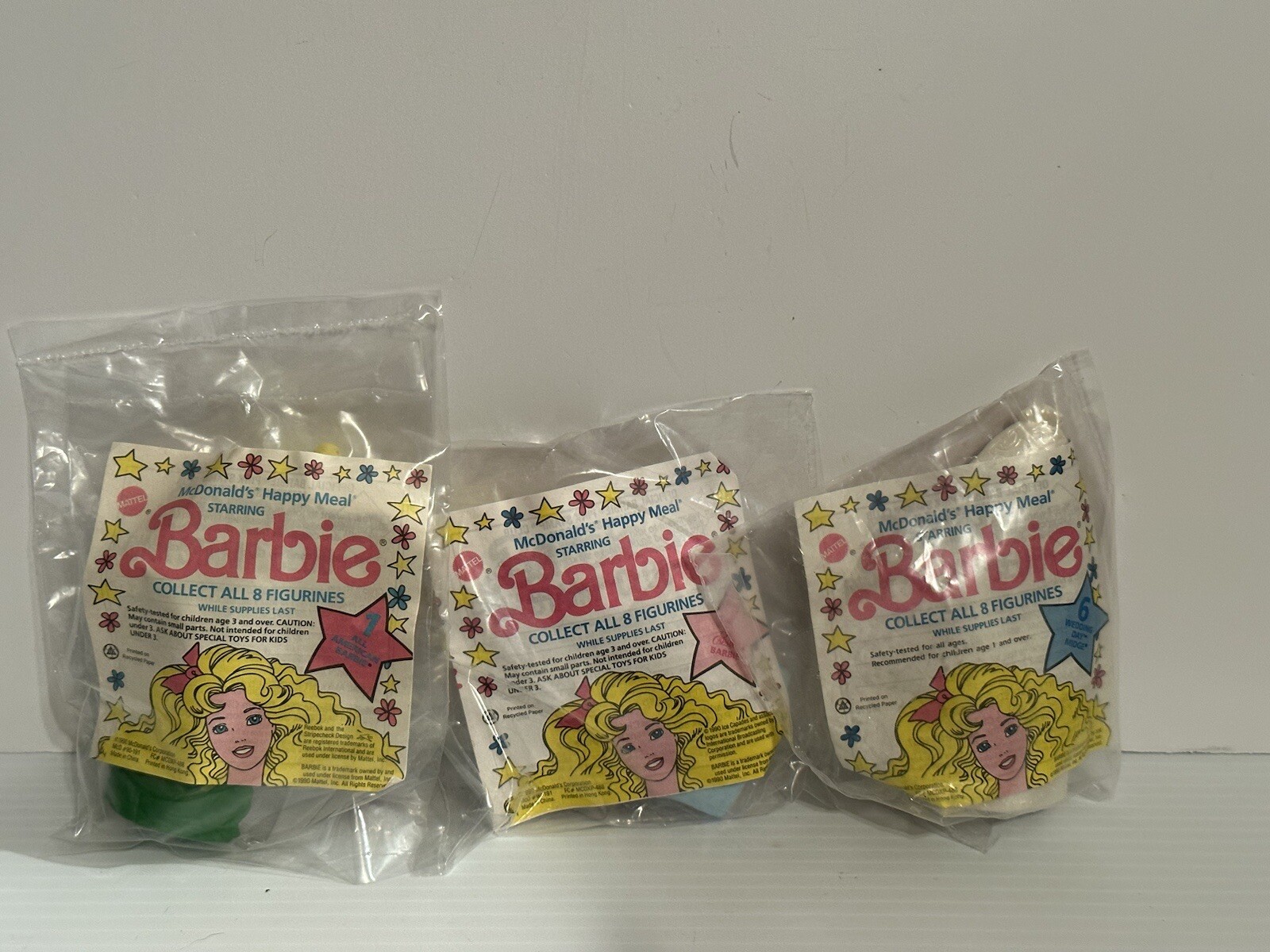 Barbie Mini Figures Happy Meal Toys Sealed Lot of 3 Vintage McDonald's 1990's