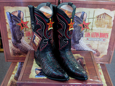 Pre-owned Los Altos Boots Los Altos Women Cherry Genuine Crocodile Tail Western Cowboy Boot (m) L091181 In Cherry Black