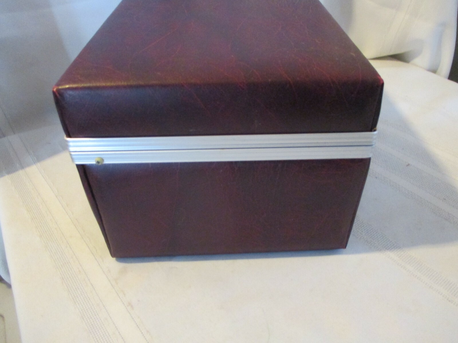 Vintage Brown Faux Leather 8 Track Storage Case for 12 Tapes Carrying Box
