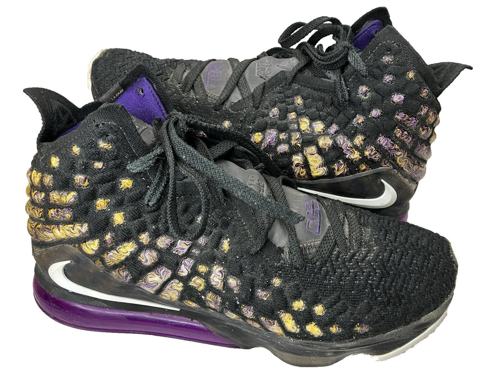 NIKE LEBRON XVII 17 LA LAKERS Size 9 BLACK PURPLE EGGPLANT
