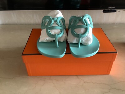 Hermes Egerie Thong Sandals Aqua Waterproof TPU Size 41 Flat Flip Flops NEW