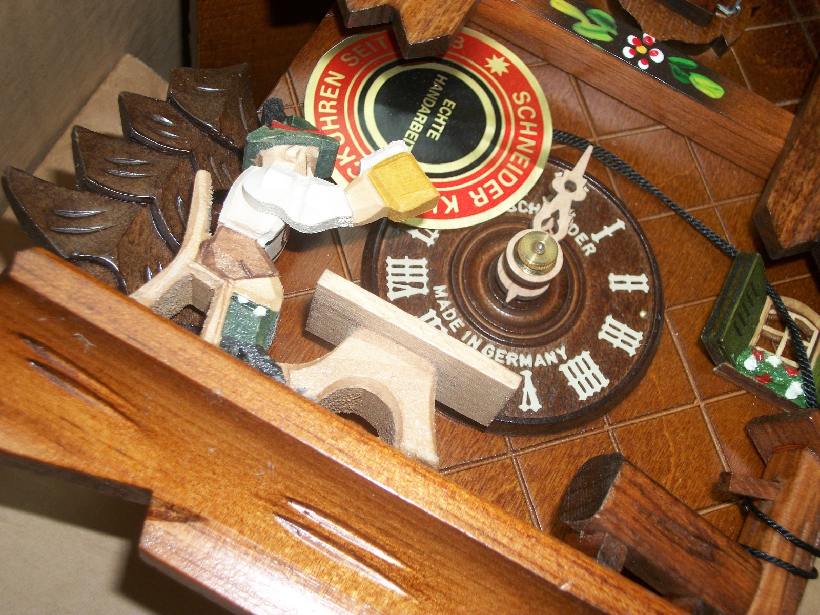 New-Original BLACK FOREST Hand Carved CUCKOO Clock BEER Drinking 30 Hour/GERMANY