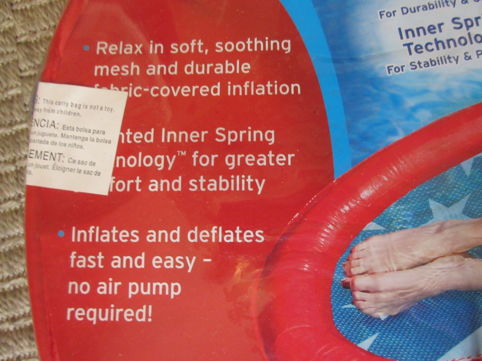 Inflatable Comfort Floating Swimming Pool Lounger Raft Mesh Bed Oversized Pillow