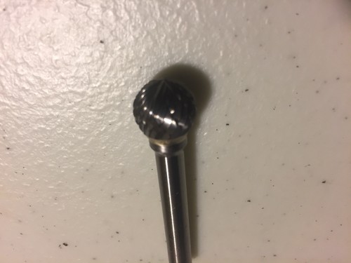 Carbide burr bits 1/4” shaft. 1/2” round head. Set of 4.