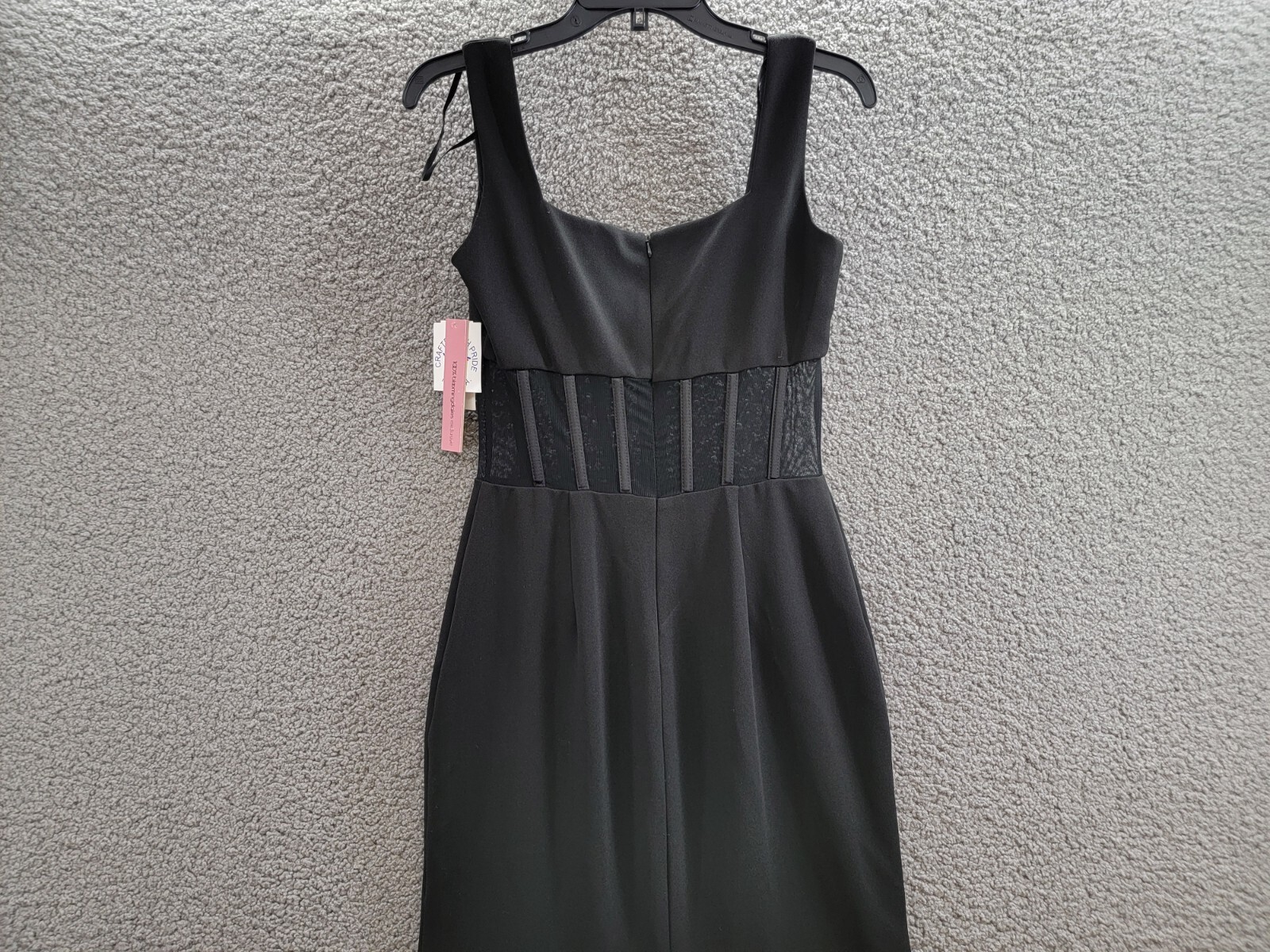 AQUA Scuba Crepe Illusion Boning Sheath Dress Women's 6 Black Back Zip Closure - Picture 10 of 15