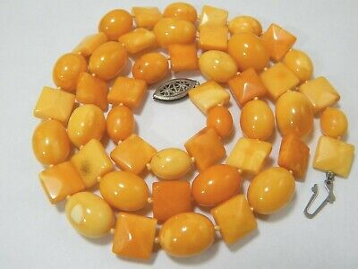Vintage faux orange amber big chunky strand string bead costume necklace 25 long