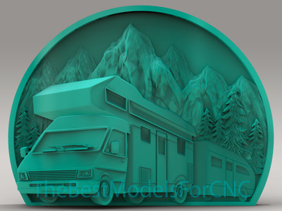 3D Model STL File for CNC Router Laser & 3D Printer Camper in the Mountains