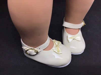 Antina s Doll Supplies Doll Shoes Size 3 S260 Ivory Mary Jane s w/ Bow