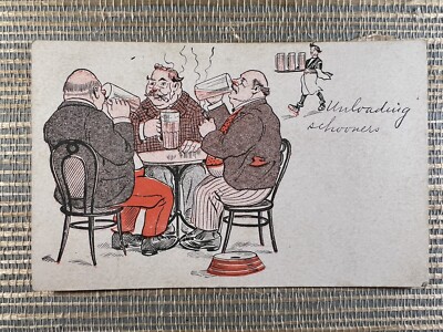 Unloading Schooners Drunk Men Drinking Beer Comic Humor Postcard 