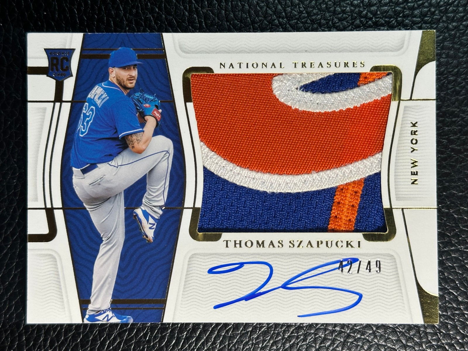 2022 National Treasures #159 Thomas Szapucki 42/49 Auto Patch RC Rookie