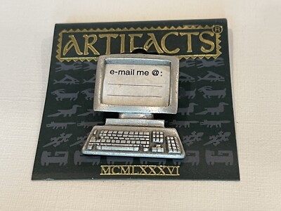 J. J. JONETTE ARTIFACTS Pewter Silvertone Email Me @ Computer Brooch Pin