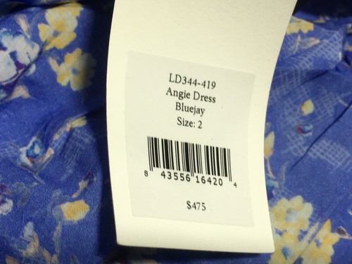 Pre-owned Loveshackfancy Women's  Angie Short Sleeve Floral Maxi Dress, Size 2 - Blue Jay