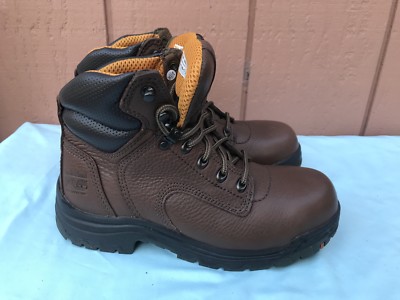 EUC Timberland Titan 6 Pro Women US 8W Powerfit Brown Leather Steel Toe Boot AY