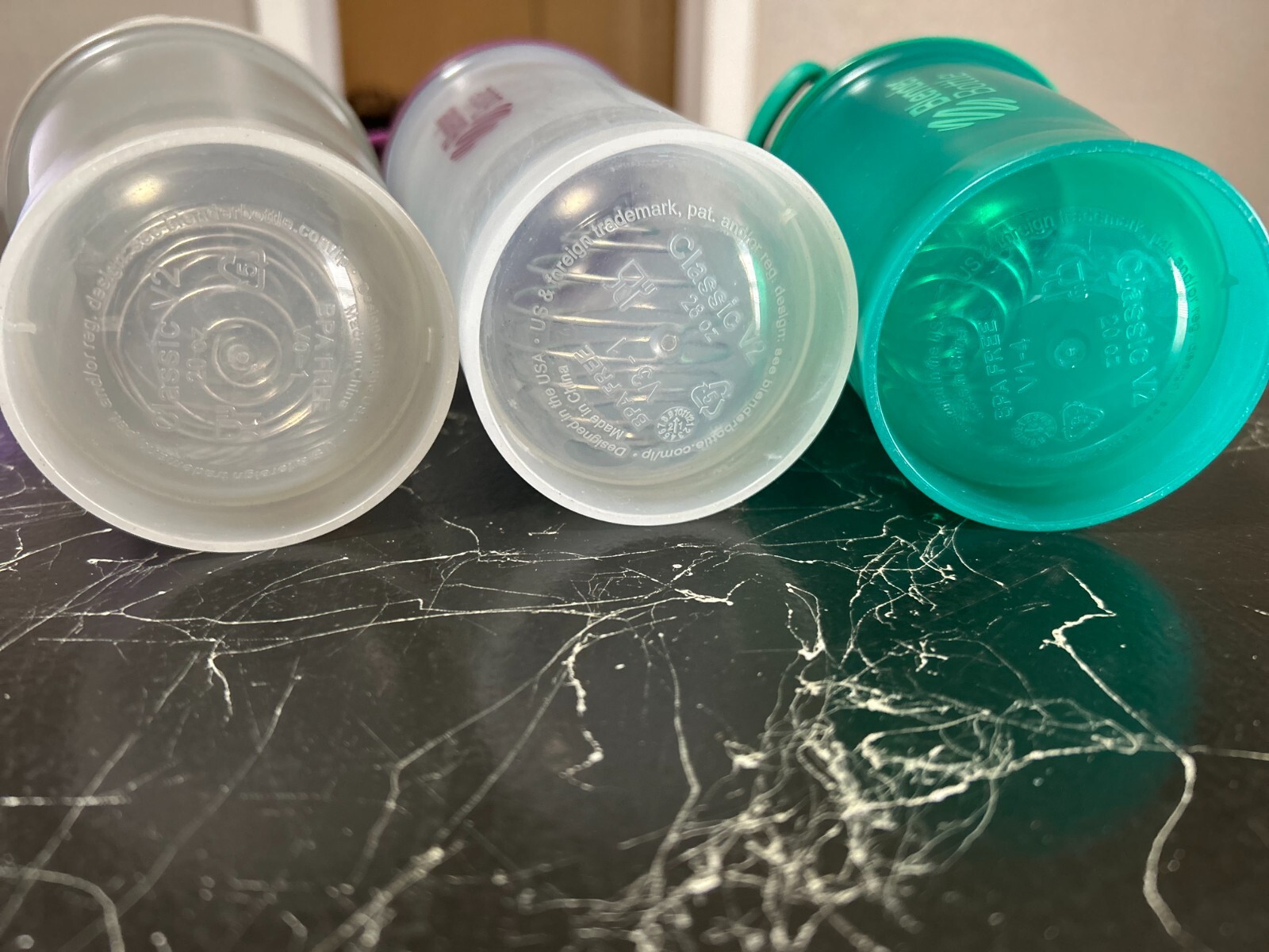 Set of 3 Classic V2 Blender Bottle Protein Shakers w/ Whisks/ Diff. Colors