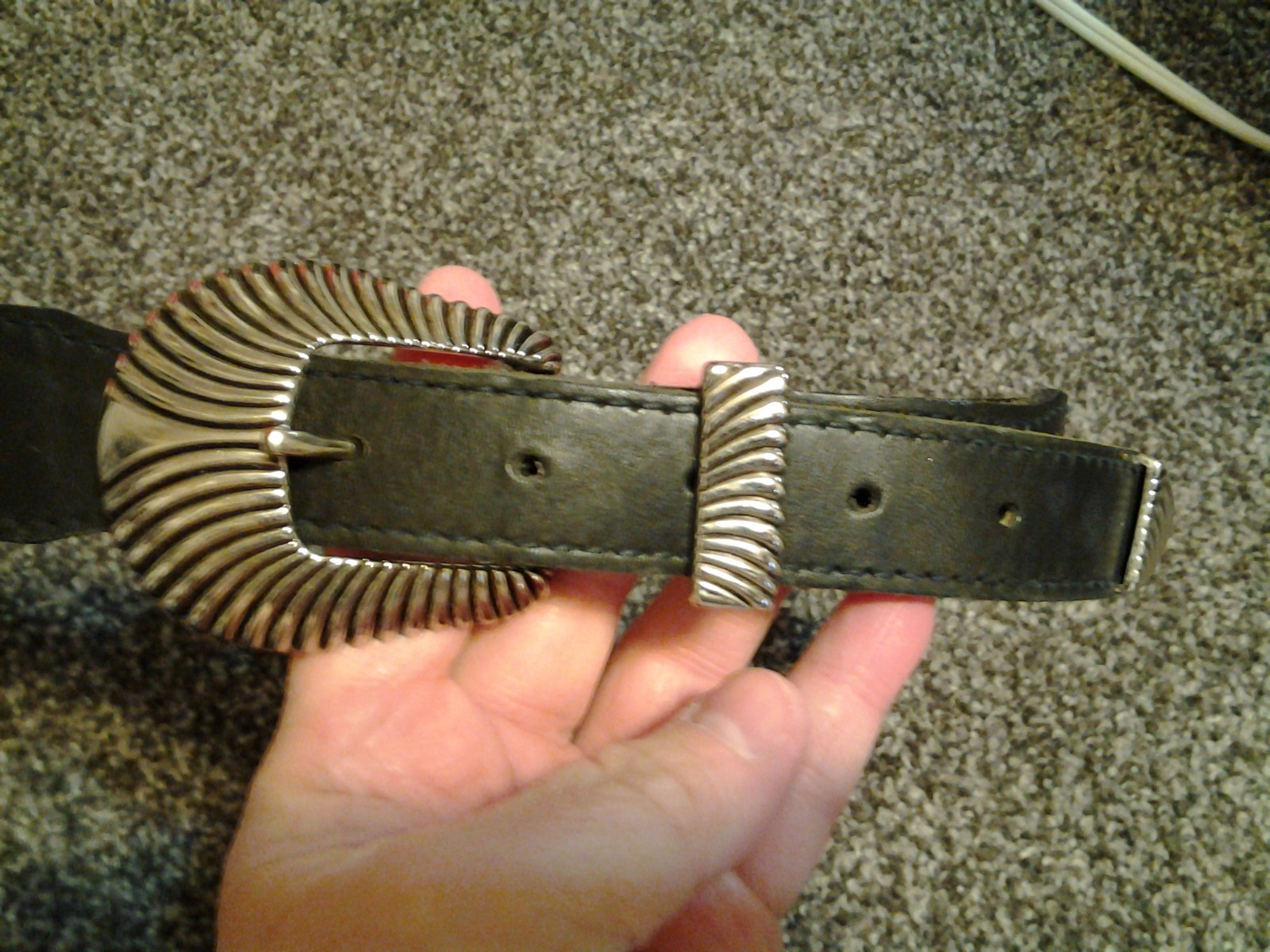 Vtg LEVI'S Black Leather Western Belt Silver Thunderbird Snake Skull M 27-31
