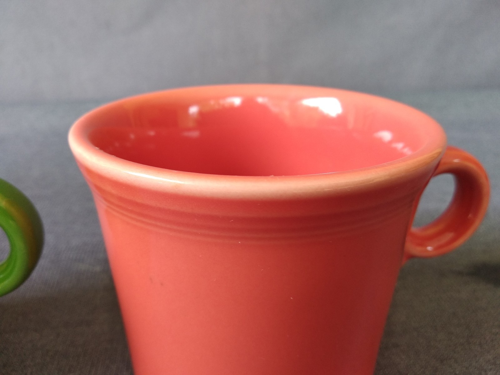 2 Vintage HLC Fiesta Fiestaware Green & Orange Tom & Jerry Coffee Mugs