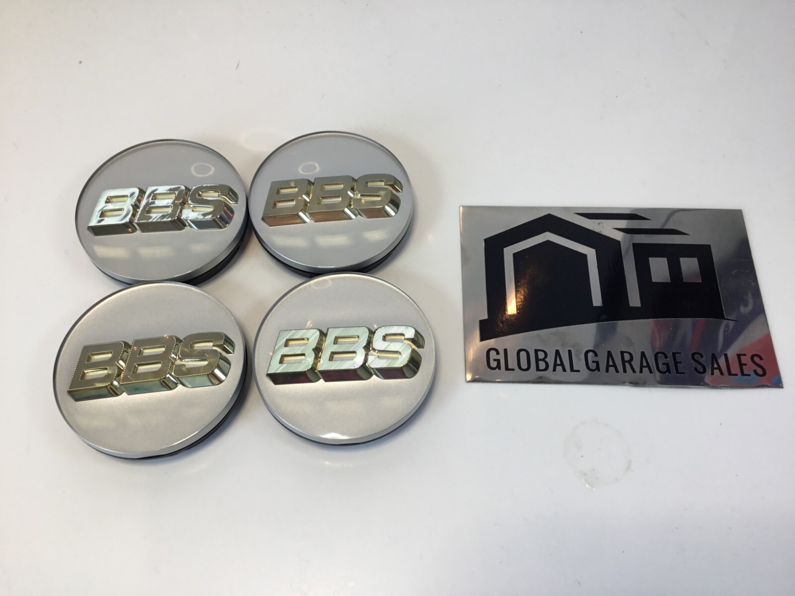 BBS Genuine Wheel Center Caps 56mm Emblem Platinum Silver