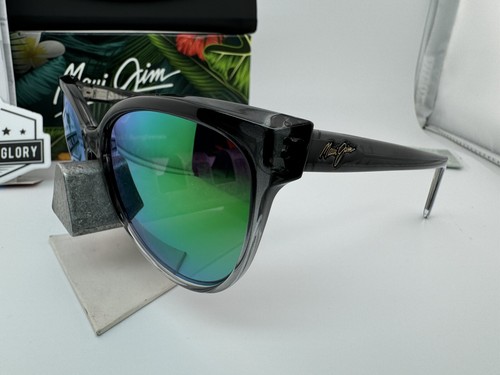 Pre-owned Maui Jim Olu Olu Mj 537-11a Grey Fade W/ Maui Green Polarized Sunglasses