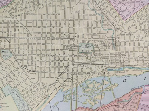 Vintage 1903 RICHMOND MANCHESTER Map Old Antique Original COMMONWEALTH MAPZ