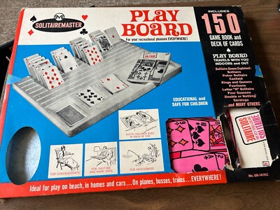 Vintage 1966 Solitaire Master Play Board With 150 Game Book (No Cards) USA VG