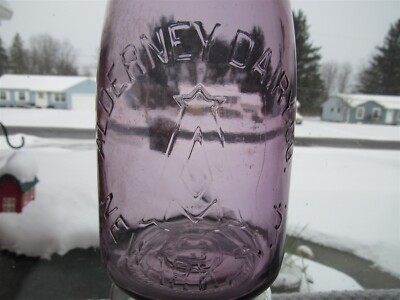 TREQ Milk Bottle Alderney Dairy Company Newark NJ Essex County Turned Purple '15