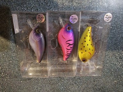 Lot of Three (3) Mibro Ryoshi Crank Flat Side Crankbait Three Colors NIP JDM