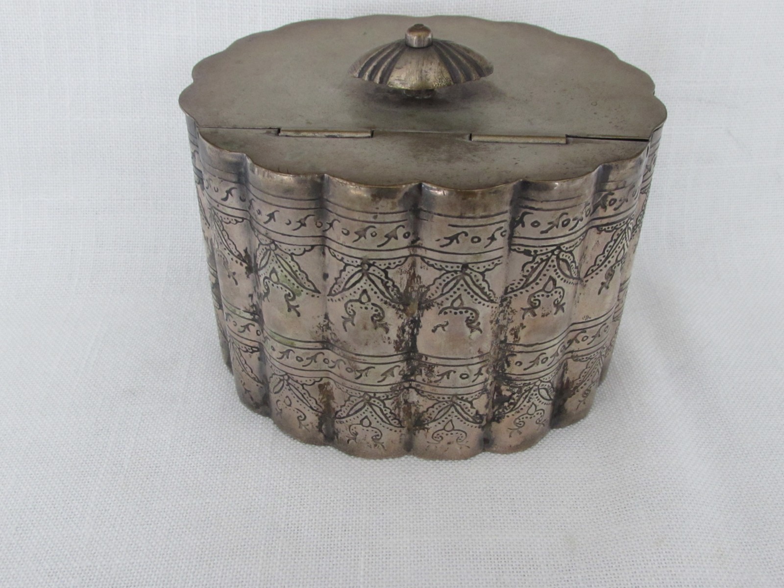 Antique Silver Plate Unmarked Tea Caddy