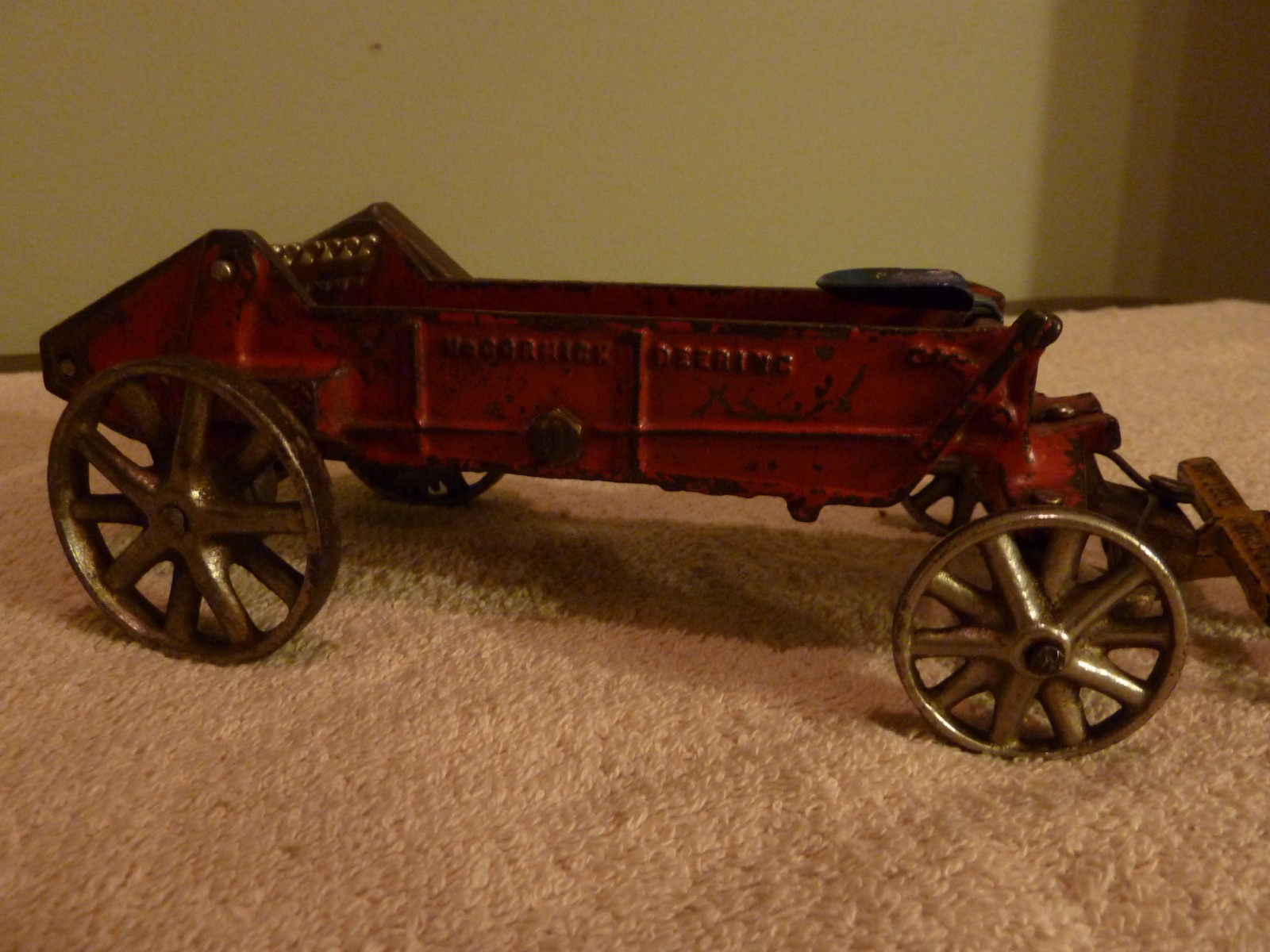 Arcade McCormick Deering Horse Drawn Spreader Nickel Wheels 14