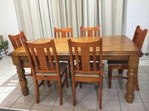SOLID TIMBER DINING TABLE & CHAIRS | Dining Tables | Gumtree Australia
