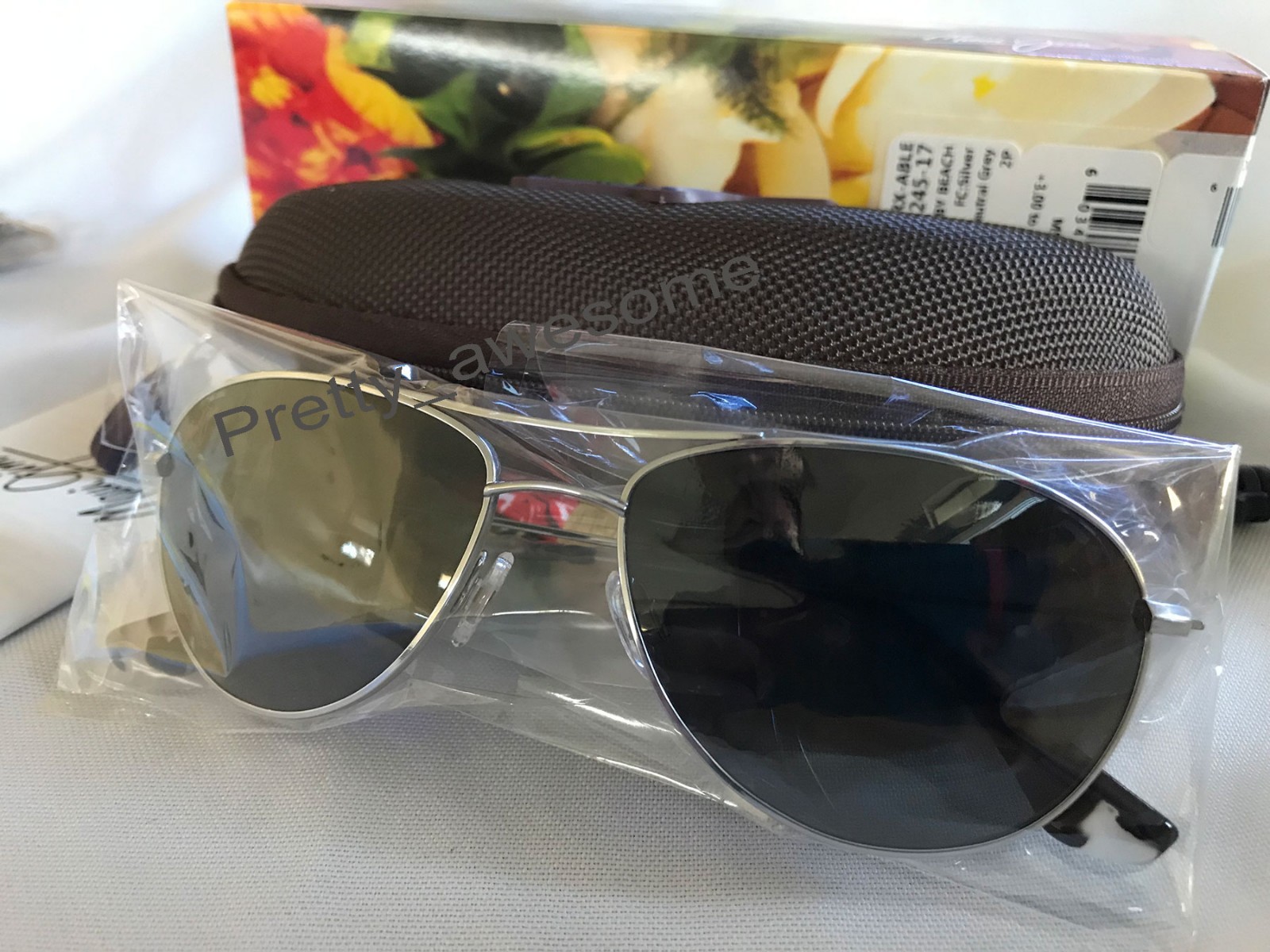 New Maui Jim Baby Beach Polarized Titanium Sunglasses GS245-17 Silver/Lens Gray