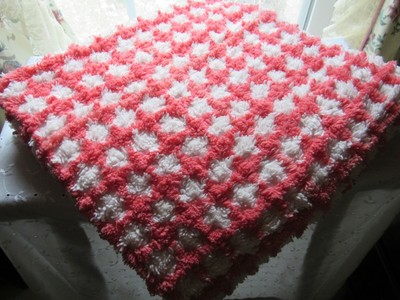Summer Picnic Watermelon & White Plaid Vintage Chenille Bedspread Fabric Piece