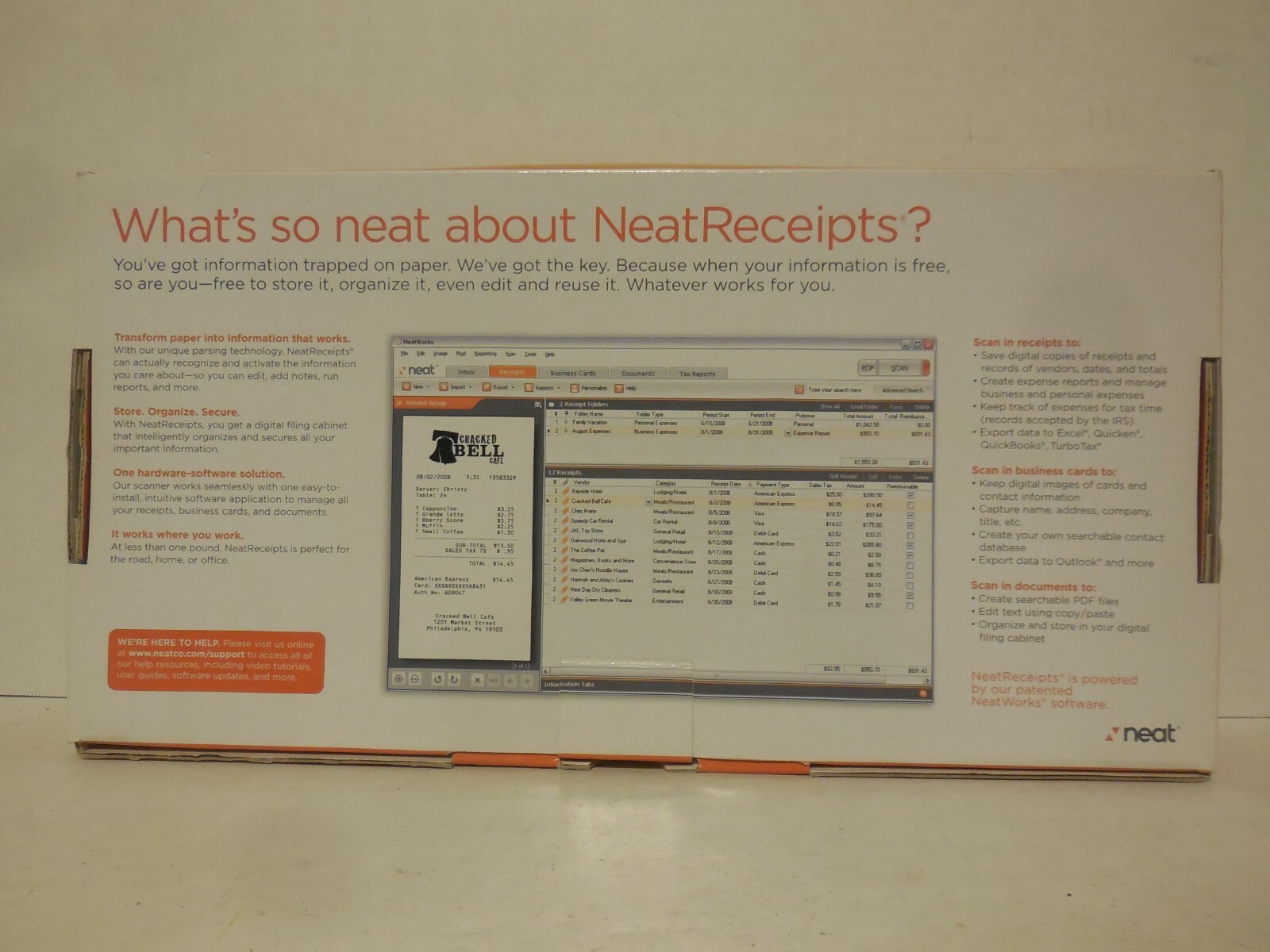 NEAT RECEIPTS Mobile Scanner Digital File System - Excel Quickbooks TurboTax