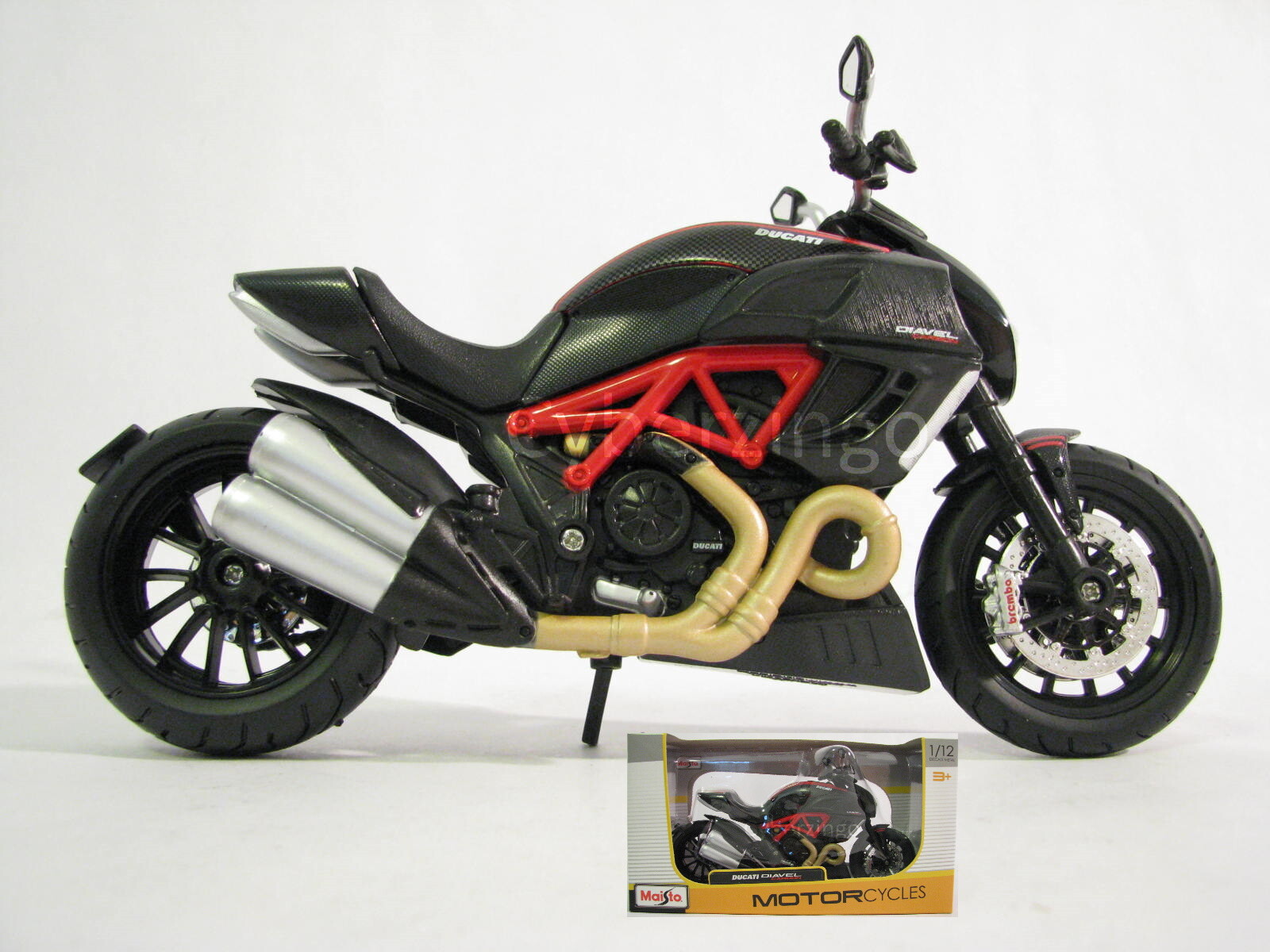 DUCATI DIAVEL RED /& CARBON 1//12 DIECAST MOTORCYCLE MODEL BY MAISTO 31196