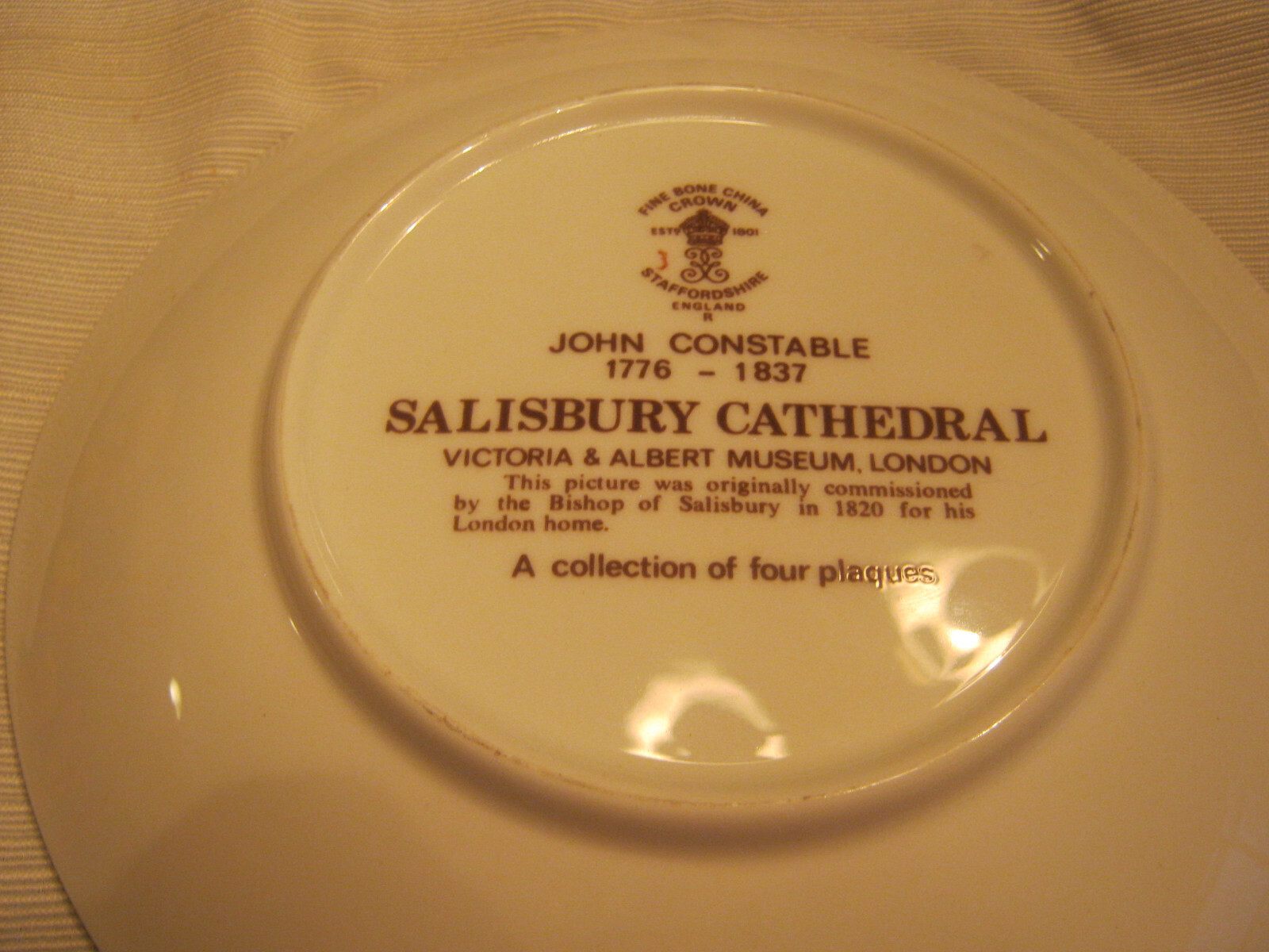 STAFFORDSHIRE John Constable Salisbury Cathedral china collector plate