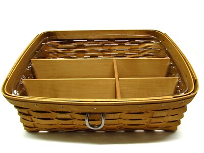 LARGE 2008 Longaberger  SORT & STORE DESKTOP  BASKET +PLASTIC PROTECTOR &DIVIDER