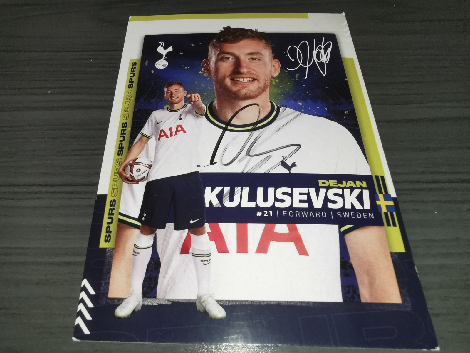 Dejan Kulusevski hand signed Tottenham Hotspur autograph