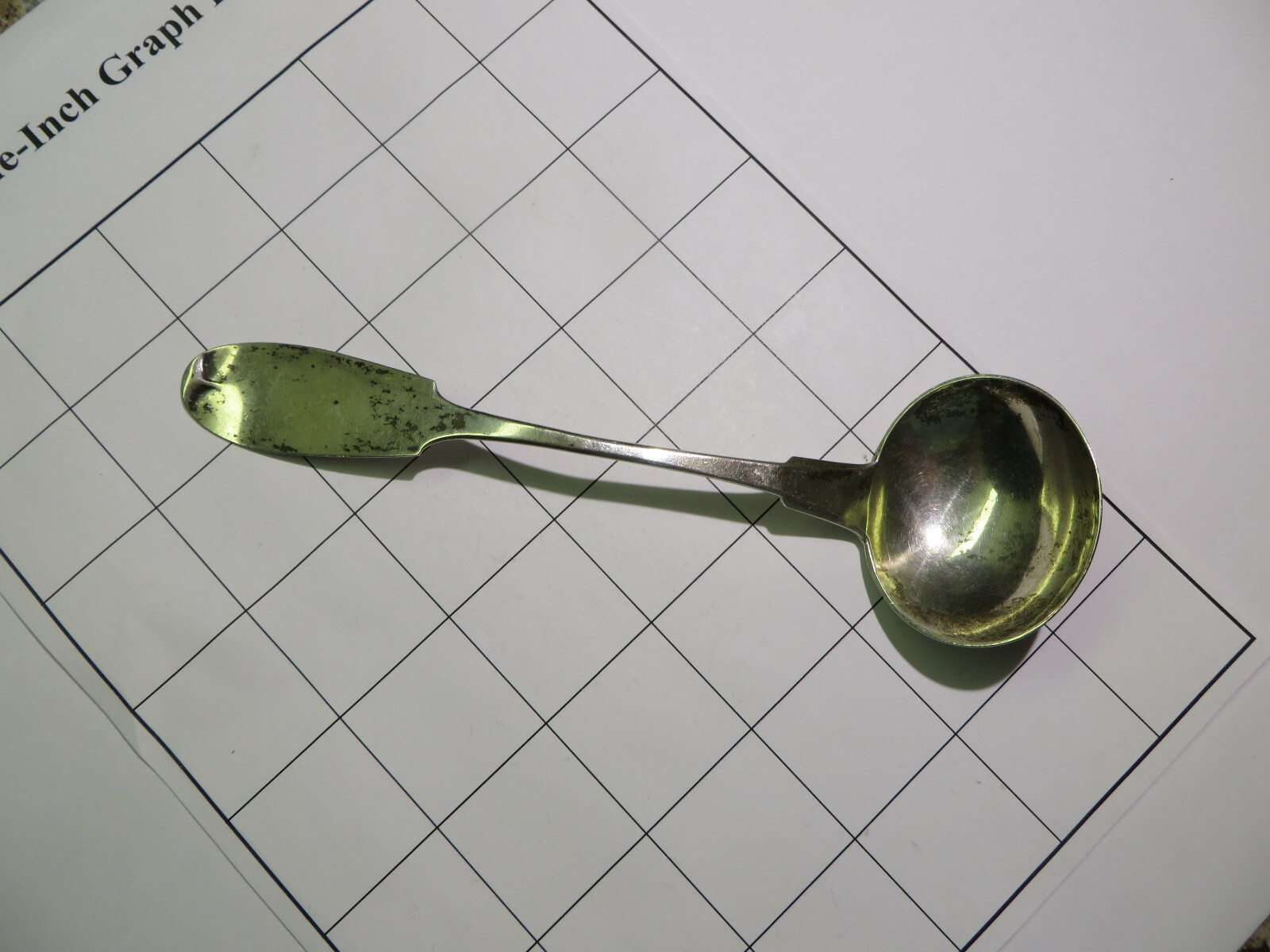 1840      H.L. SAWYER,   COIN SILVER    SAUCE LADLE - NO MONO.