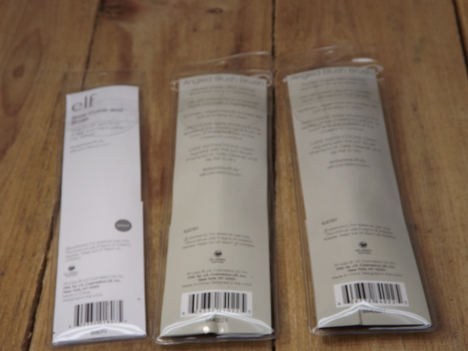 3 x e.l.f. Cosmetic Brushes Angled Blush Brushes and Brow Comb Brush