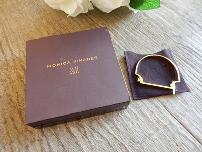 $395 Monica Vinader Signature Thin Bangle 18K Gold Vermeil over sterling silver