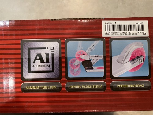 Razor A Kick Scooter AUTHENTIC Pink Aluminum T-Tube/Deck Adjustable Height NIB