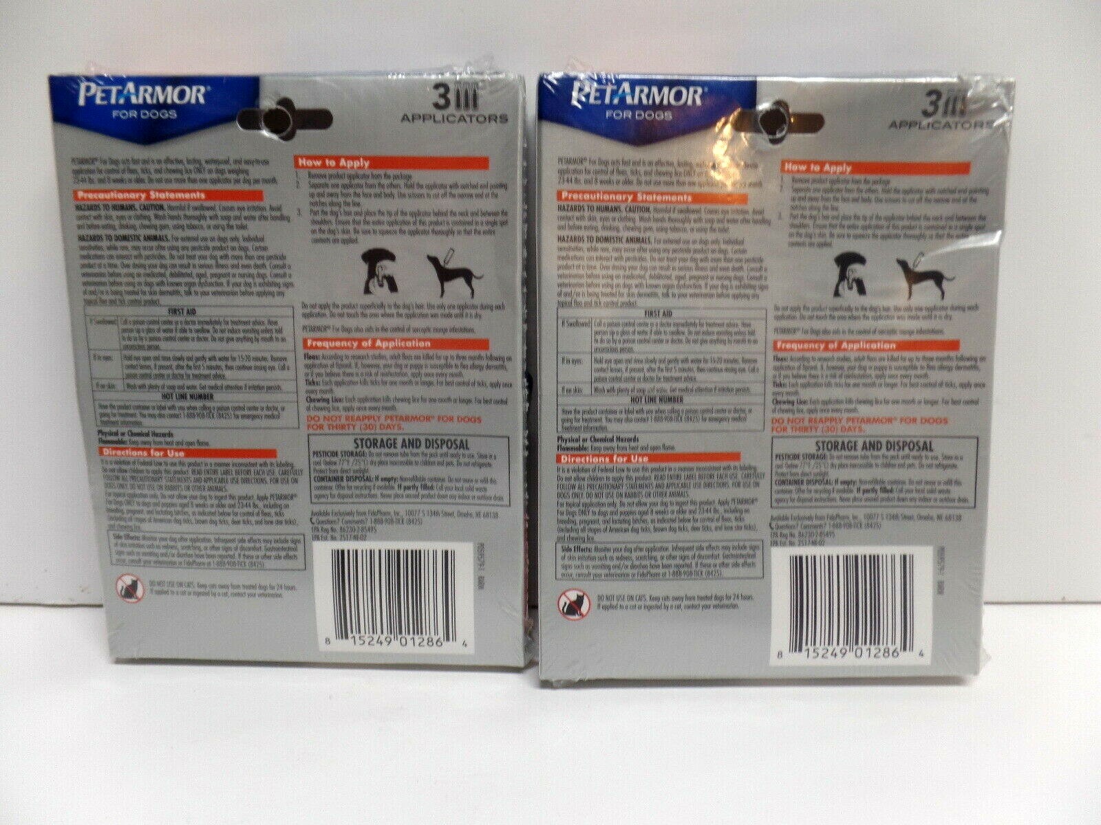 (Lot Of 2) PETARMOR Flea, Tick & Chewing Lice Repellent For Dogs M 23-44-lb.