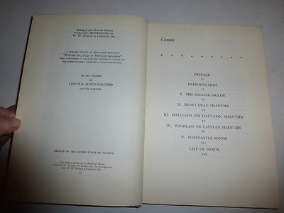 SONGS OF AMERICAN SAILORMEN, 1938,Joanna C.Colcord,2nd Edition HB B156
